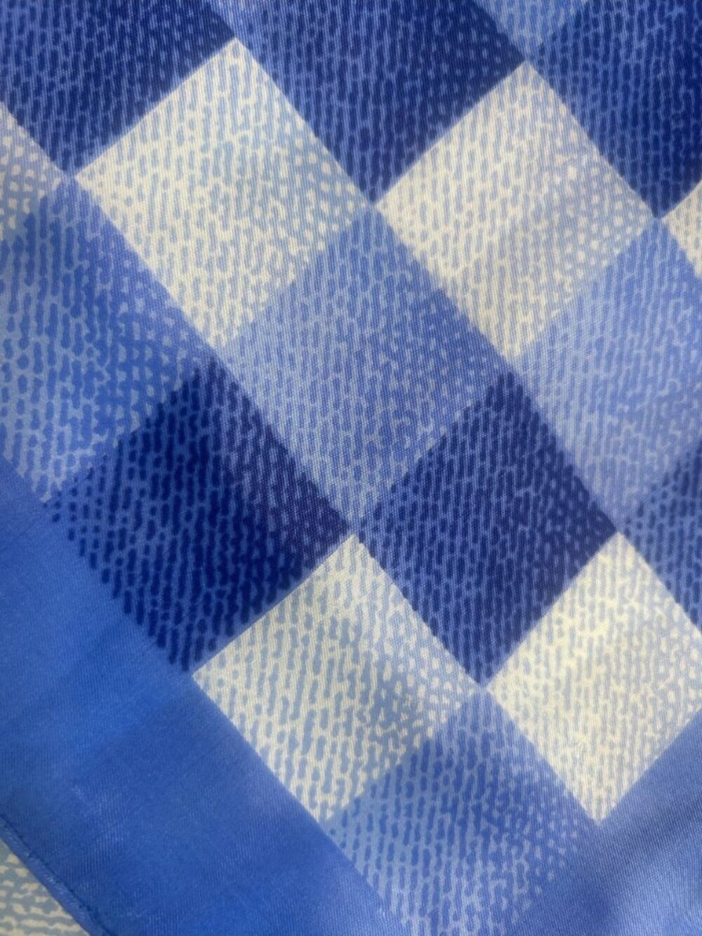 Vintage Varied Microdot Blue Checked Rectangular Scarf - Picture 4 of 6